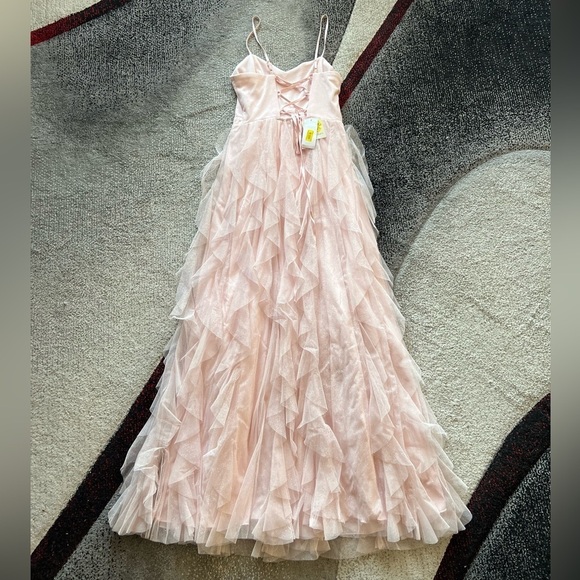 Pear Culture Sweetheart Neck Rose Waist Corkscrew Tulle Dress - Picture 6 of 8